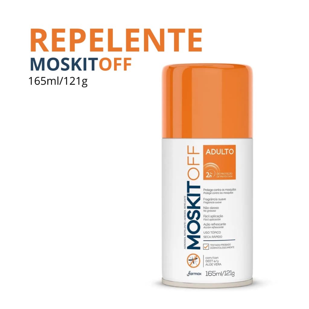 Repelente Para Mosquito Farmax Moskitoff 165ML/121G Aerossol Pernilongo Mosca Rápida Absorçáo Suave