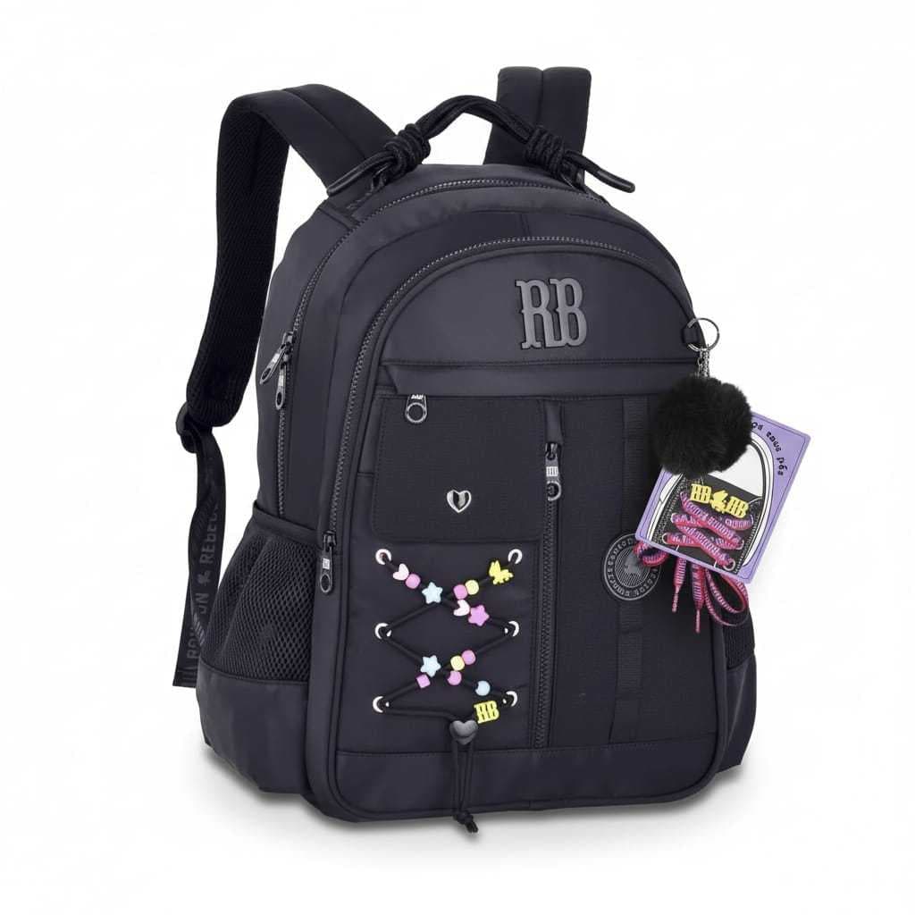 Mochila Rebecca Bonbon RB27422 Original Feminina Cadarço Estiloso Espaçosa preta