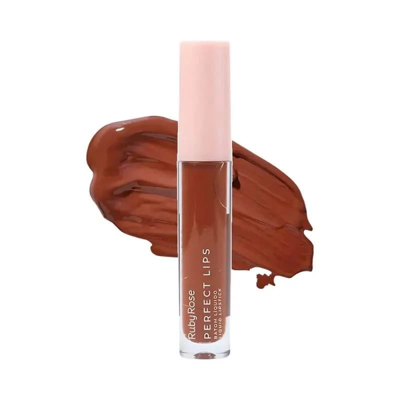 Batom Líquido Ruby Rose Matte Perfect Lips Marrom - Flawless Alta Cobertura Cor Vibrante
