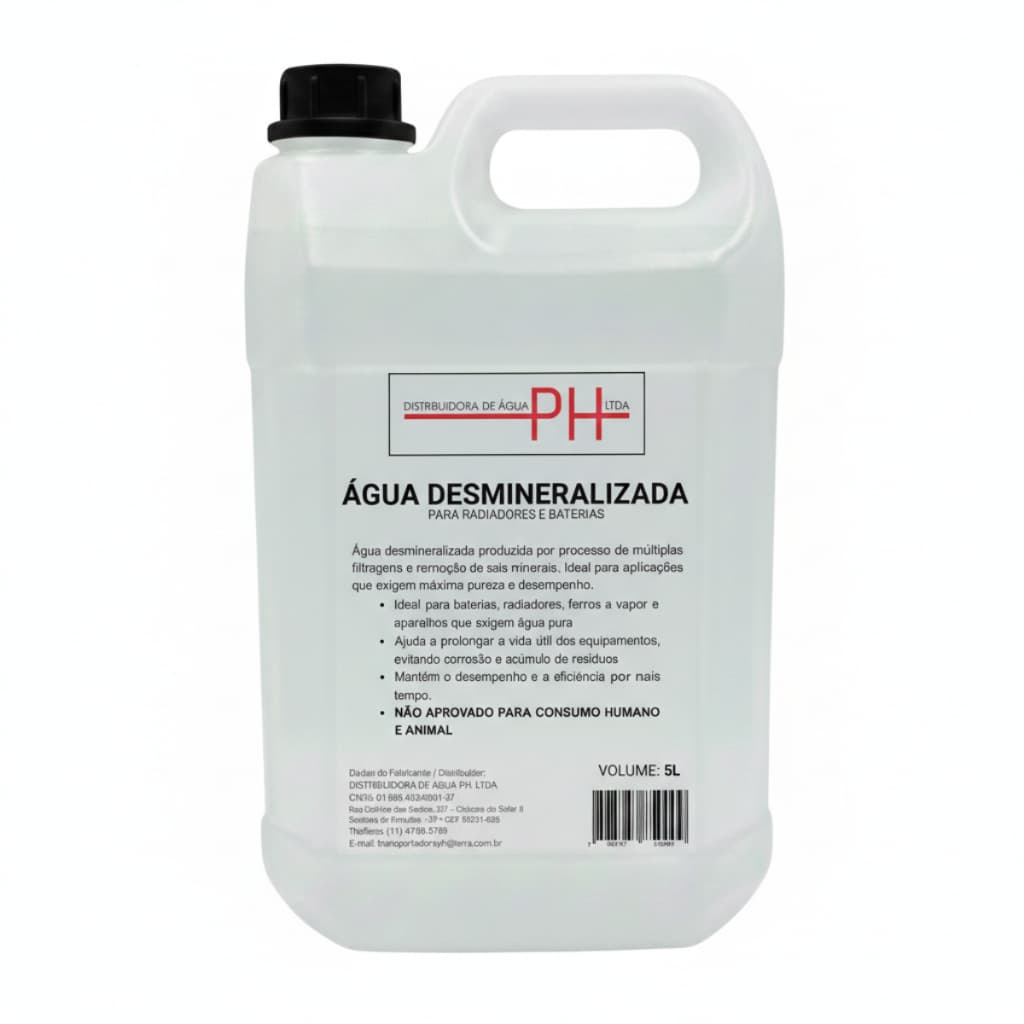 Água Desmineralizada Para Radiador E Bateria Galão 5 L
