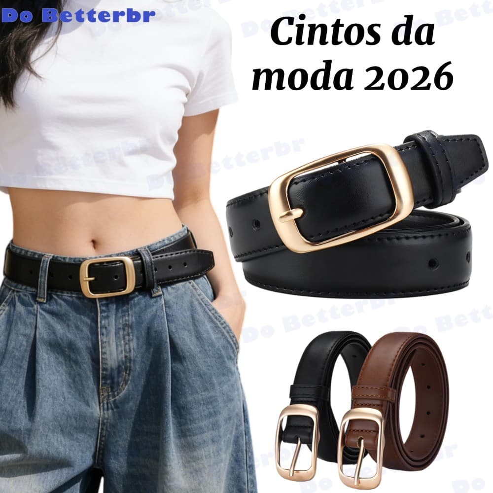 2026 NOVA Coreano Elegante Preto Premium Couro Cinto Liga Pino Fivela Para Jeans Vestido Feminino