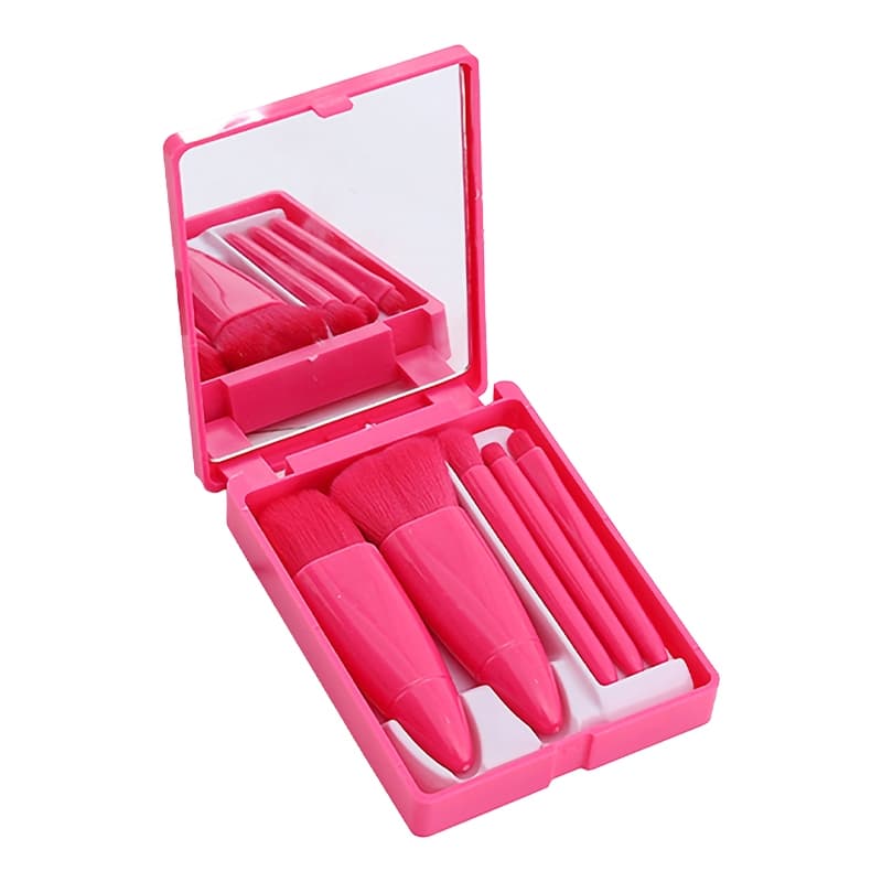 kit5pcs Mini Espelho De Maquiagem Portátil Com 5 Pcs Pincéis Dobrável Maquiagem