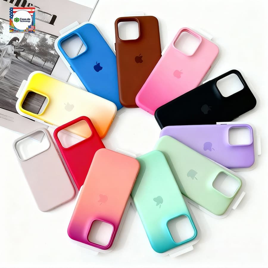 Capa Capinha Case Iphone7 8 XR 11 12 13 14 15 16 17 Silicone Várias Cores e Modelos Excelente Qualidade