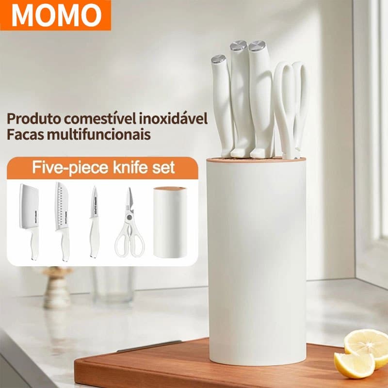 Kit De Facas De Cozinha 5 Peças Conjunto De Faca De Aço inoxidáveis Versáteis Afiadas e Duráveis