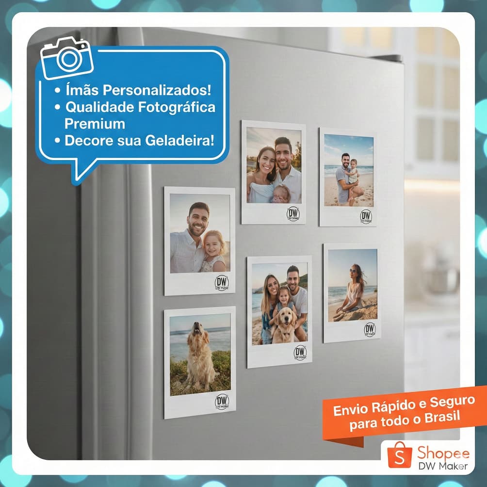 Ímã de Geladeira Personalizado Foto Polaroid 7x9 cm - [Kit] - Produção e envio rápido Alta Qualidade Não Desbota