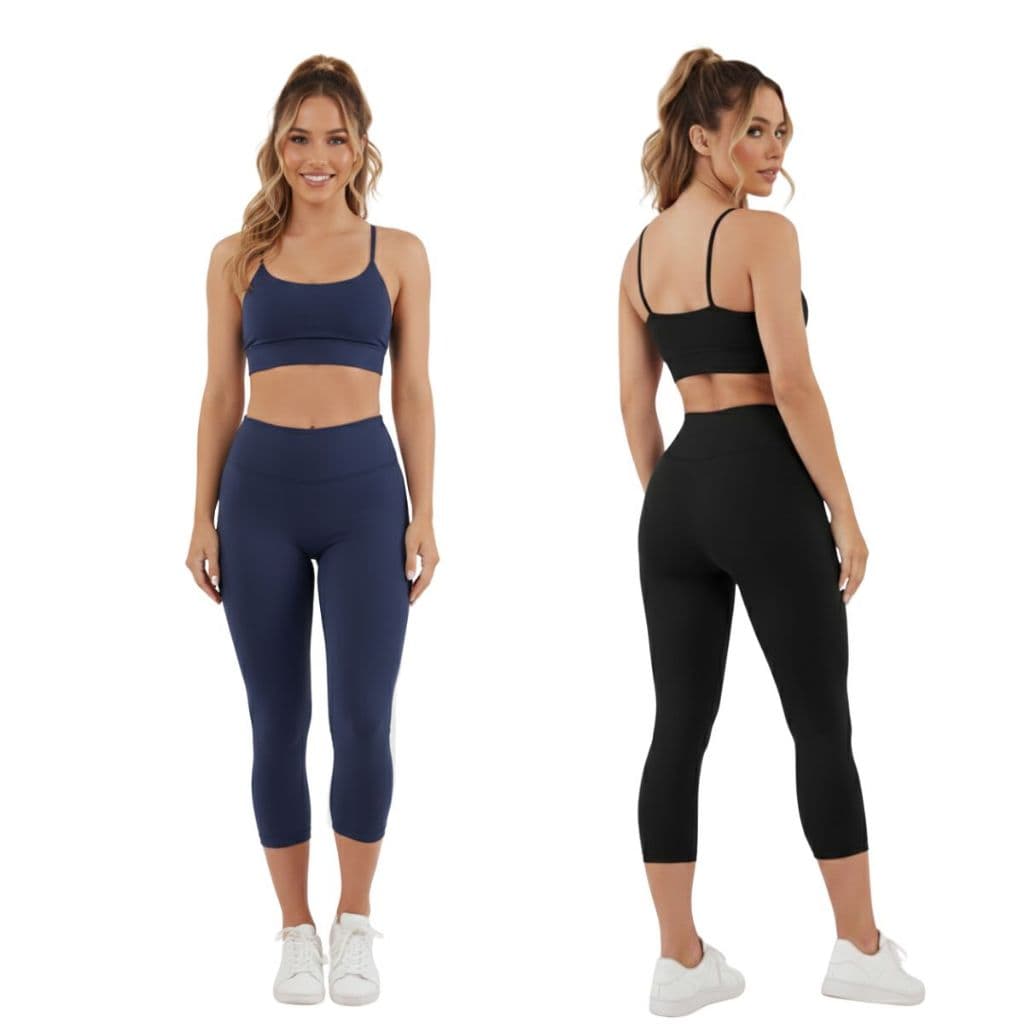 KIT 2 CALÇA LEGGING CORSARIO FEMININA CINTURA ALTA ACADEMIA FITNESS LISA SUPLEX