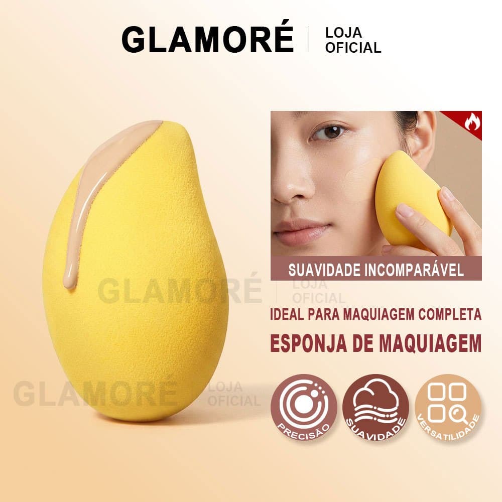 Esponja de Maquiagem Formato Manga Macia Super Soft Facial para Base e Corretivo
