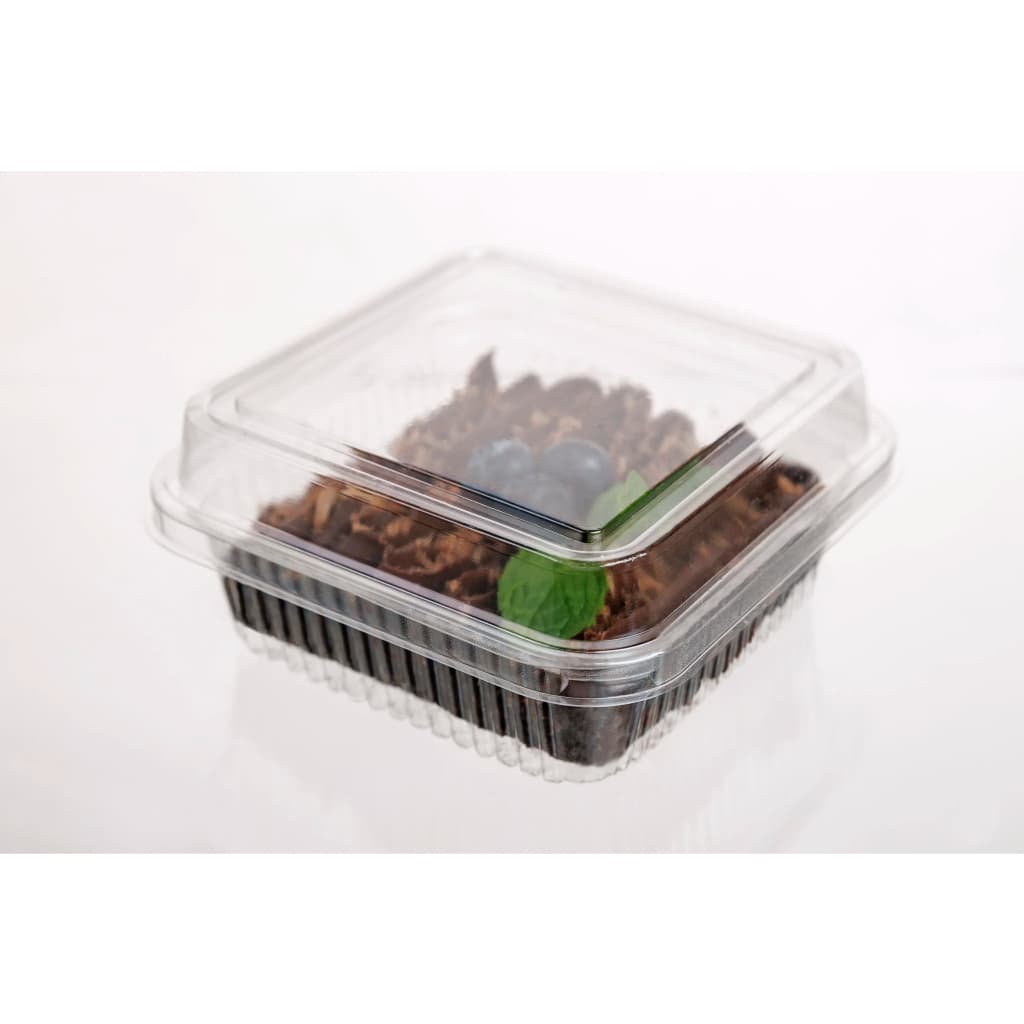 Kit 100 Mini Embalagem Quadrada com Tampa para Bolo e Sobremesa 200ml