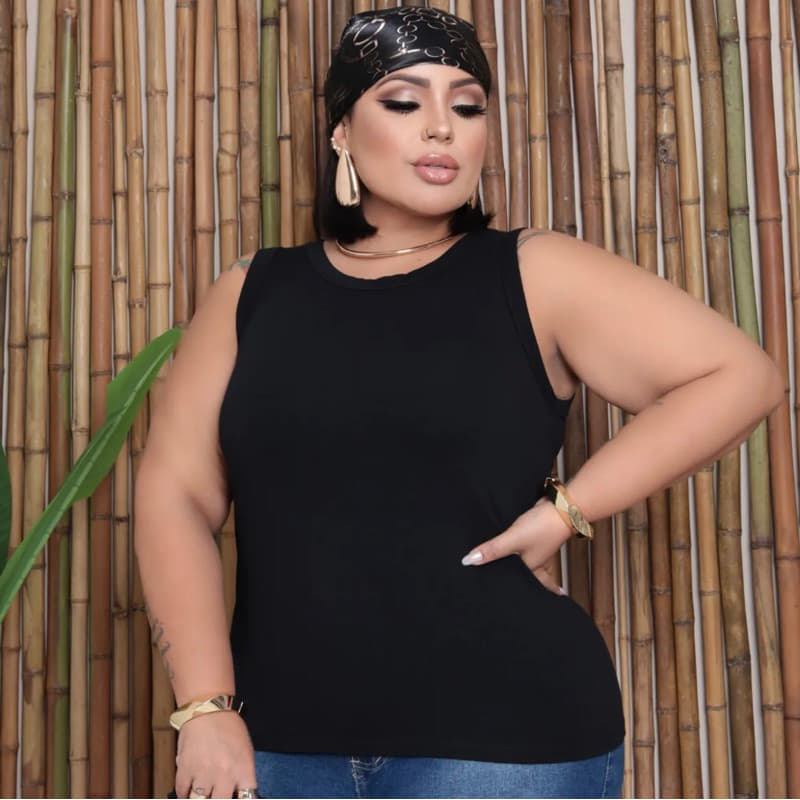 Regata Plus Size feminina - Regata Canelada feminina - Regata feminina -Ribana canelada - Blusa feminina  regata Plus