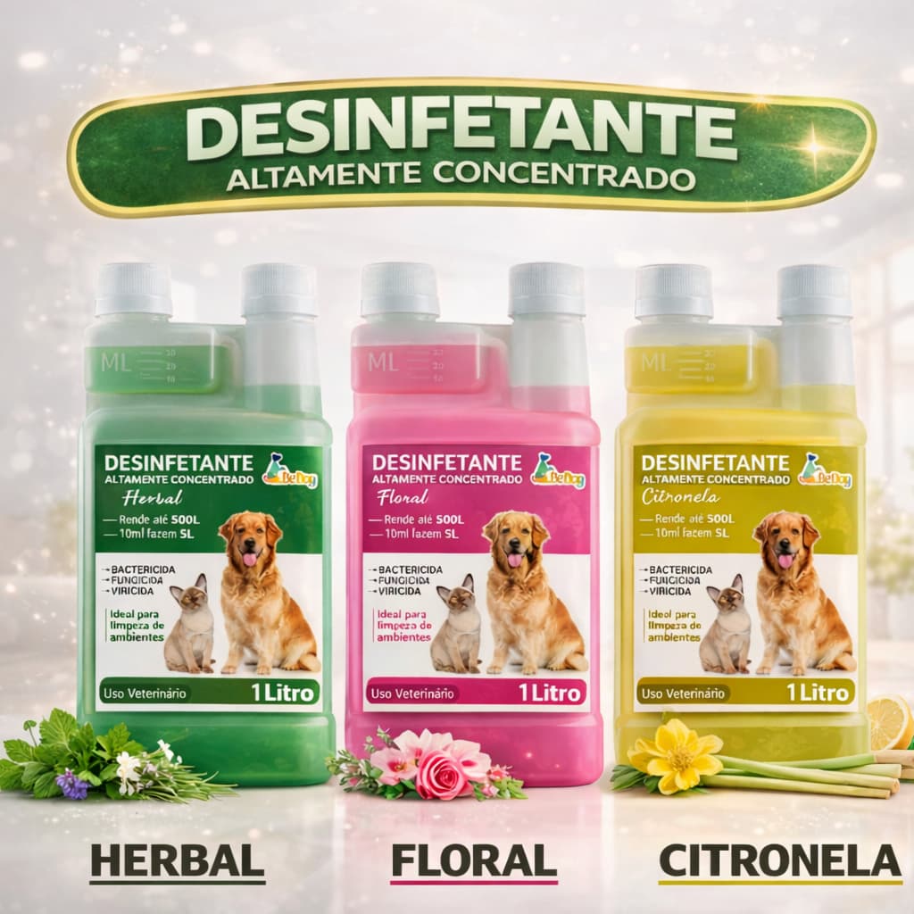 Desinfetante Concentrado Quaternário de Amônio Pet e Casa Be Dog Bactericida Rende 500L