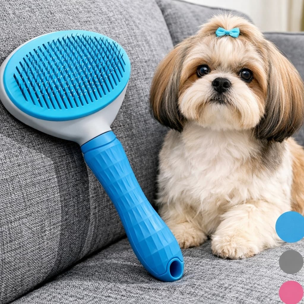 Escova Removedora Pelos Rasqueadeira Pet Cerdas Macias Metal Confortavel Limpeza Profissional