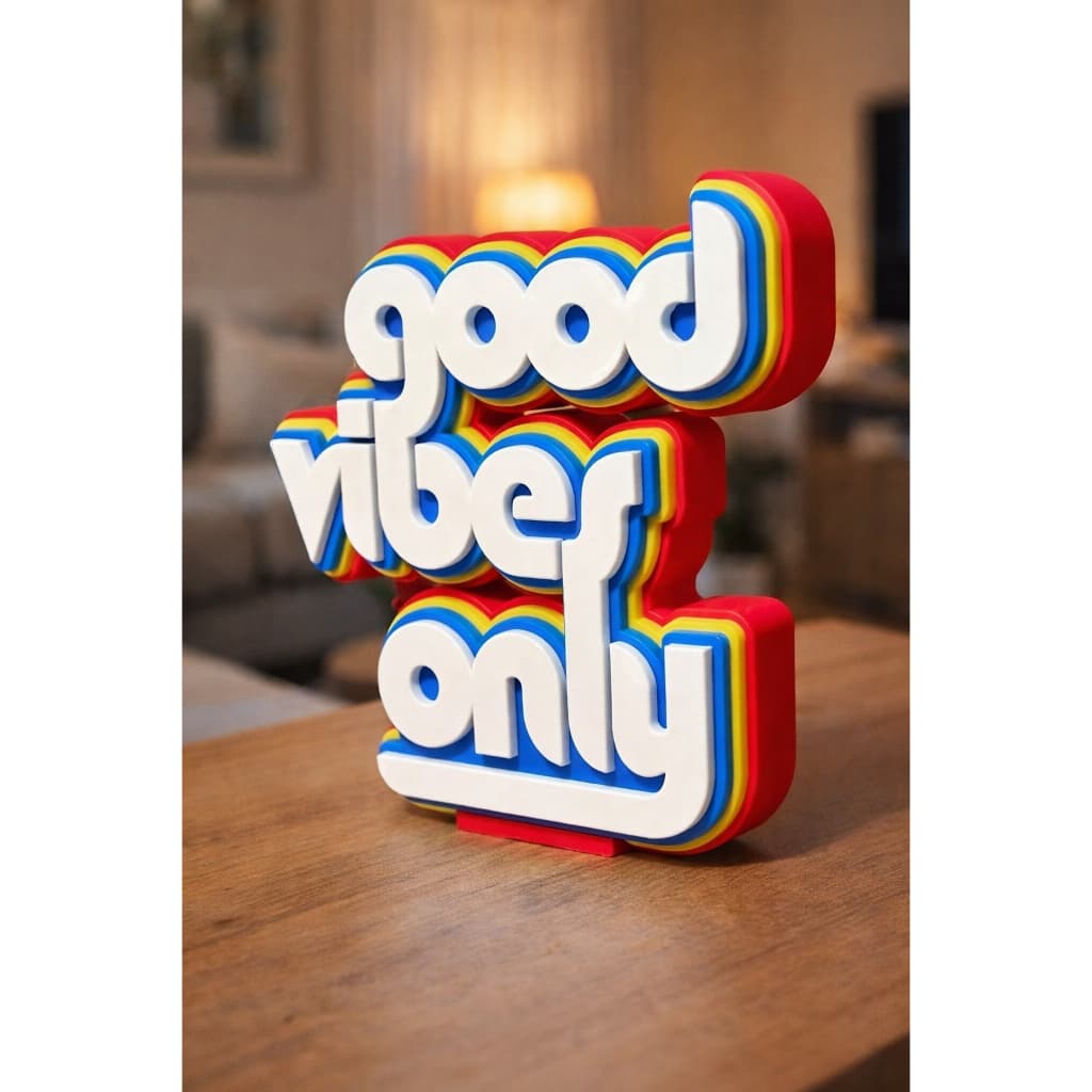 Placa Decorativa 3D “Good Vibes Only” – Decoração Moderna e Criativa