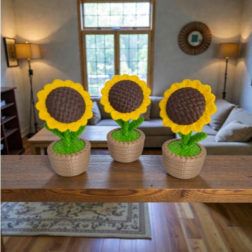 Planta Flor Artificial Kit Arranjo d´Girrasol no Cesto Enfeite Decoração