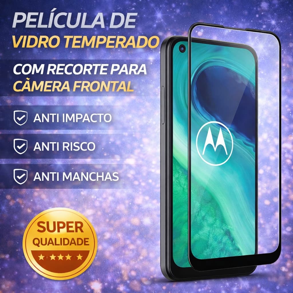 Película de Vidro 3D 5D para Motorola Moto G8 📱🛡️ Proteção Total Alta Resistência Toque Preciso 🚚🇧🇷