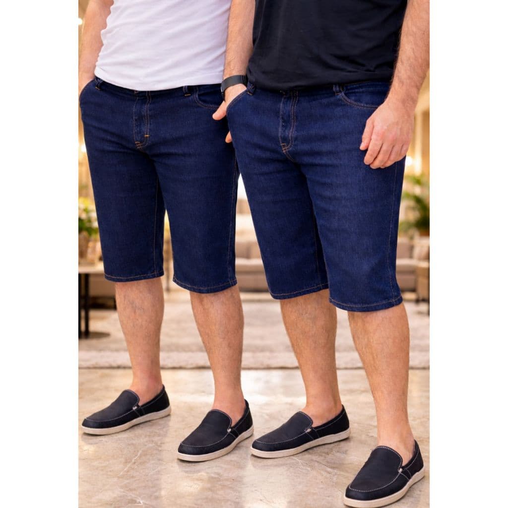Bermudas Masculina Jeans Plus size com Elastano Ideal para Dia-Dia Casual