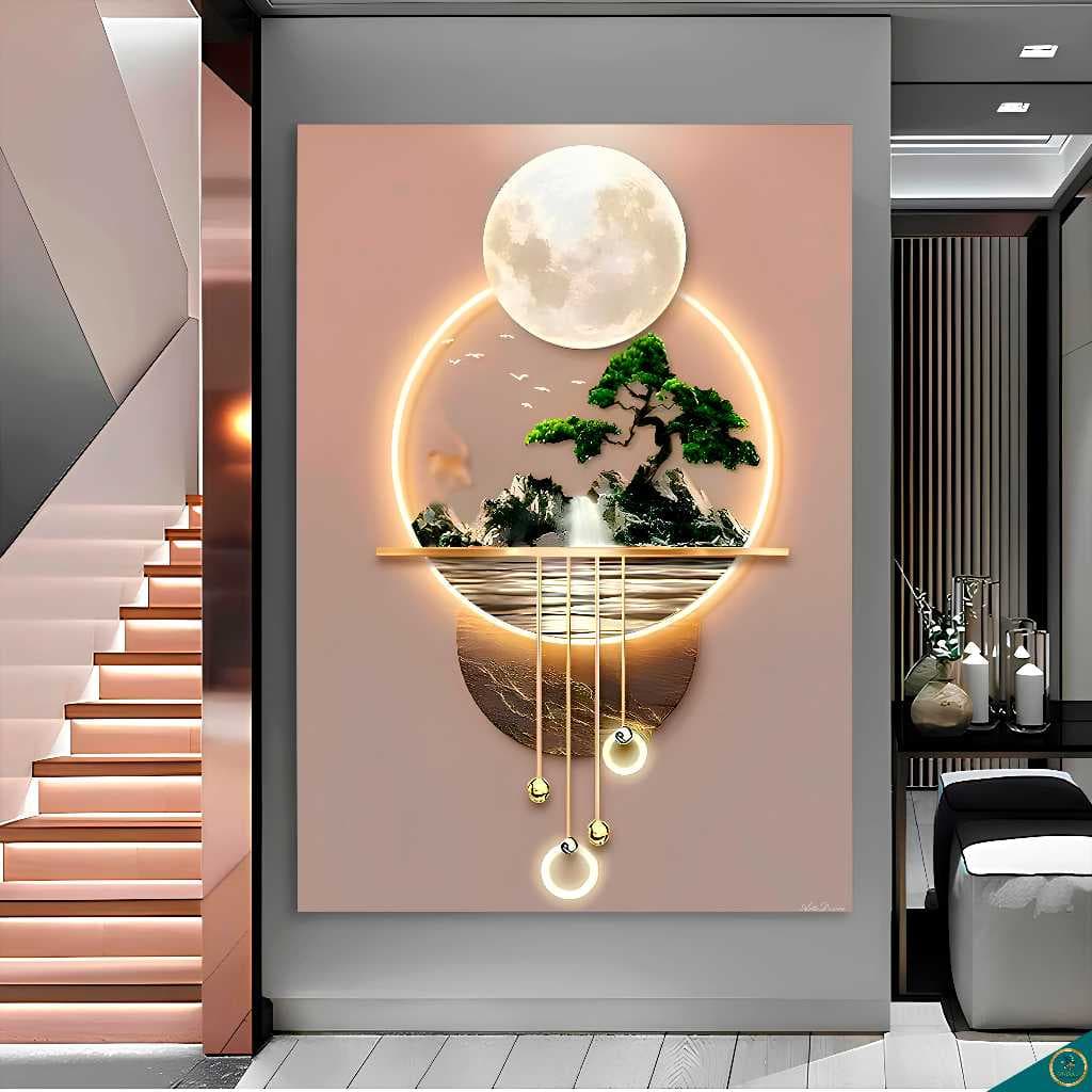 QUADRO DECORATIVO ILHA BRILHANTE (NAO TEM LED) PAISAGEM MODERNA ARTE PAREDE 1 PEÇA QUARTO SALA HALL