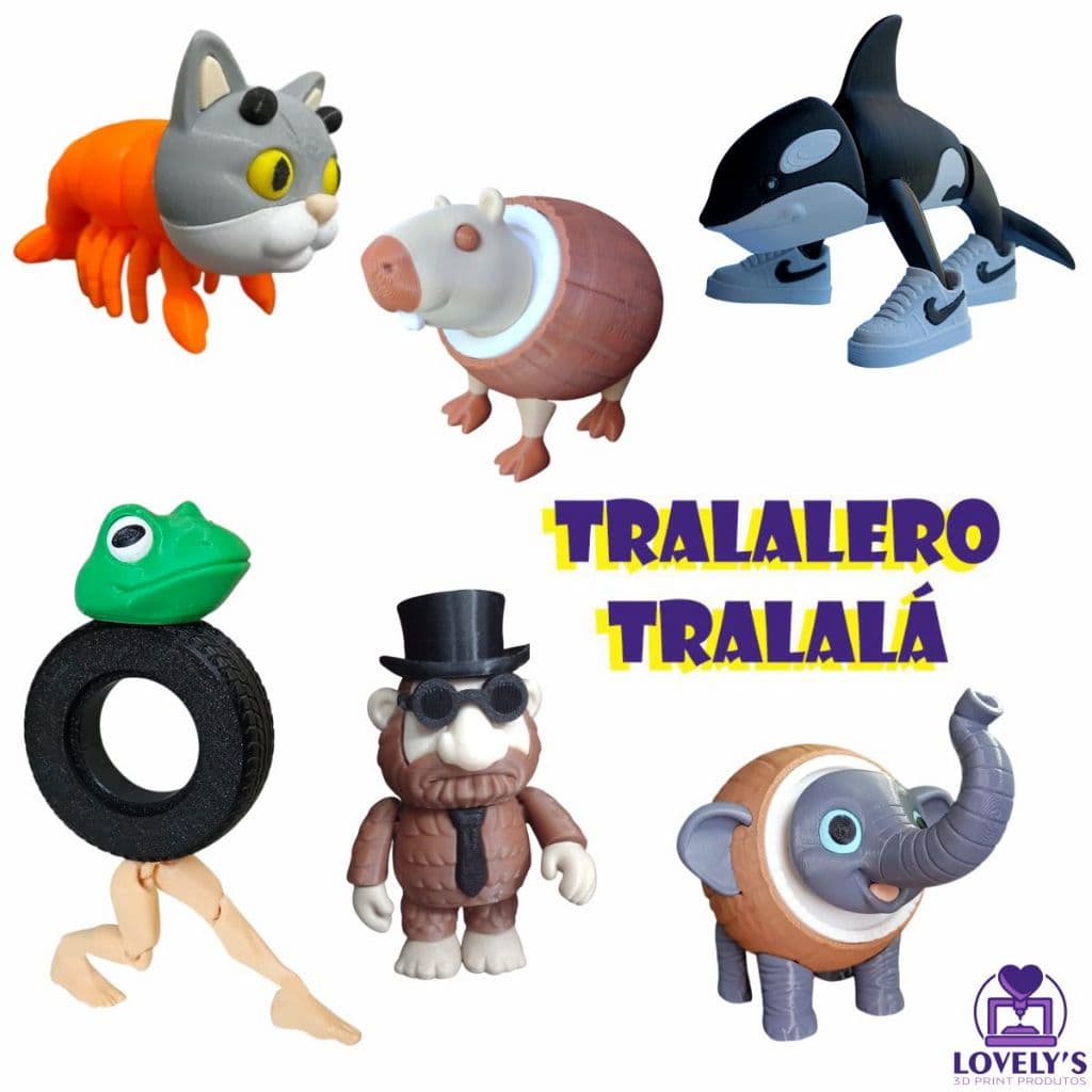 Combo de Bonecos Articulados Colecionáveis Tralalero Tralalá - Brainrot italiano
