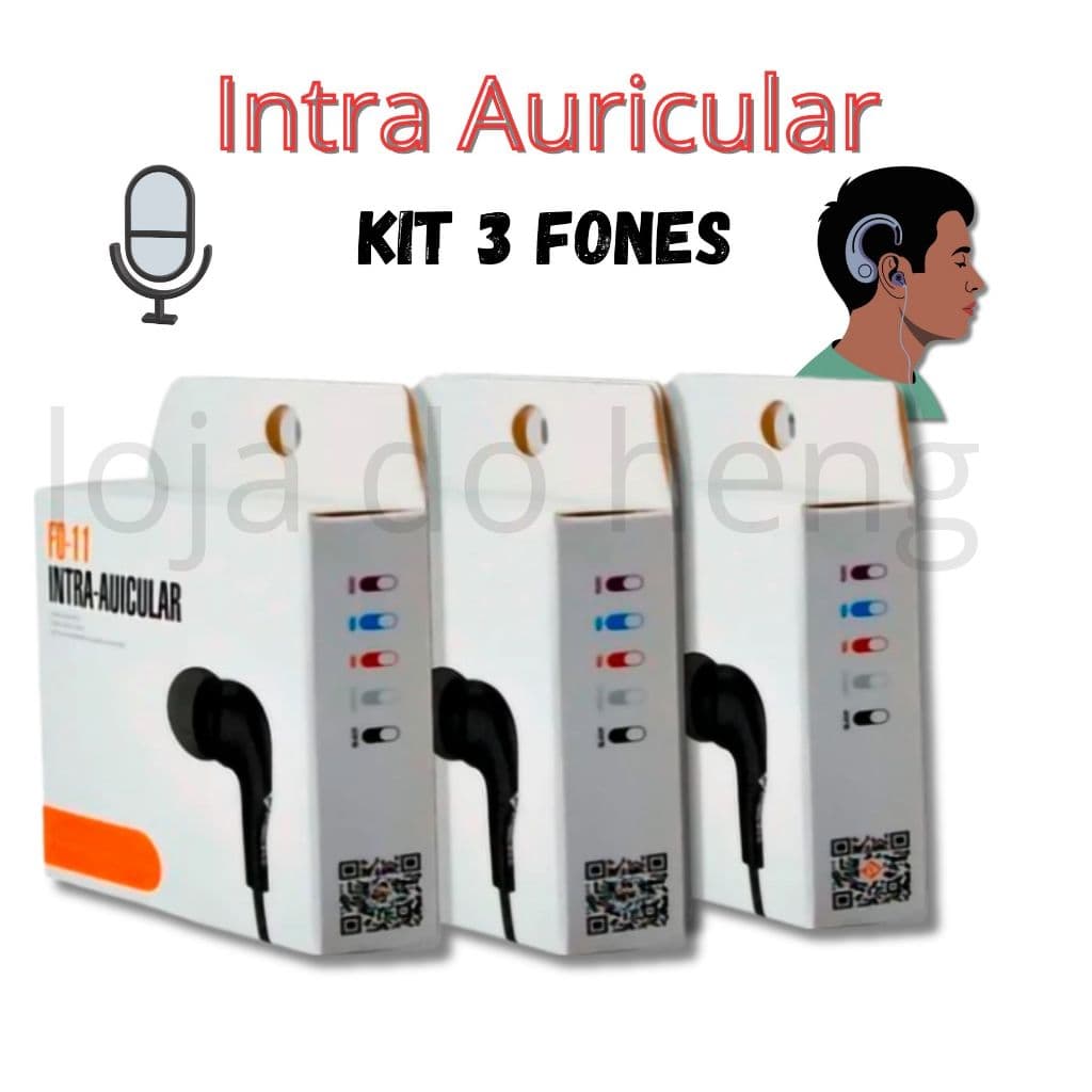 Fone Intra-Auricular Com Microfone KIT Com 3 Fones Model-Original Reforçado