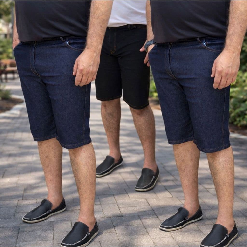 Kit 3 Bermuda Jeans Masculina com Elastano – Conforto, Estilo e Ajuste Perfeito
