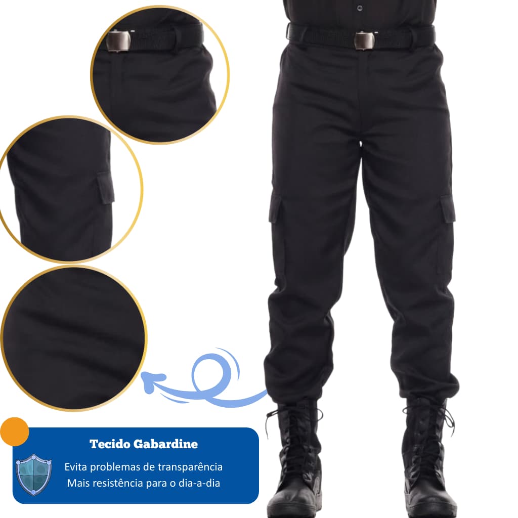 Calça Cargo Gabardine Tatica Militar Segurança Vigila Guarda Patrimonial