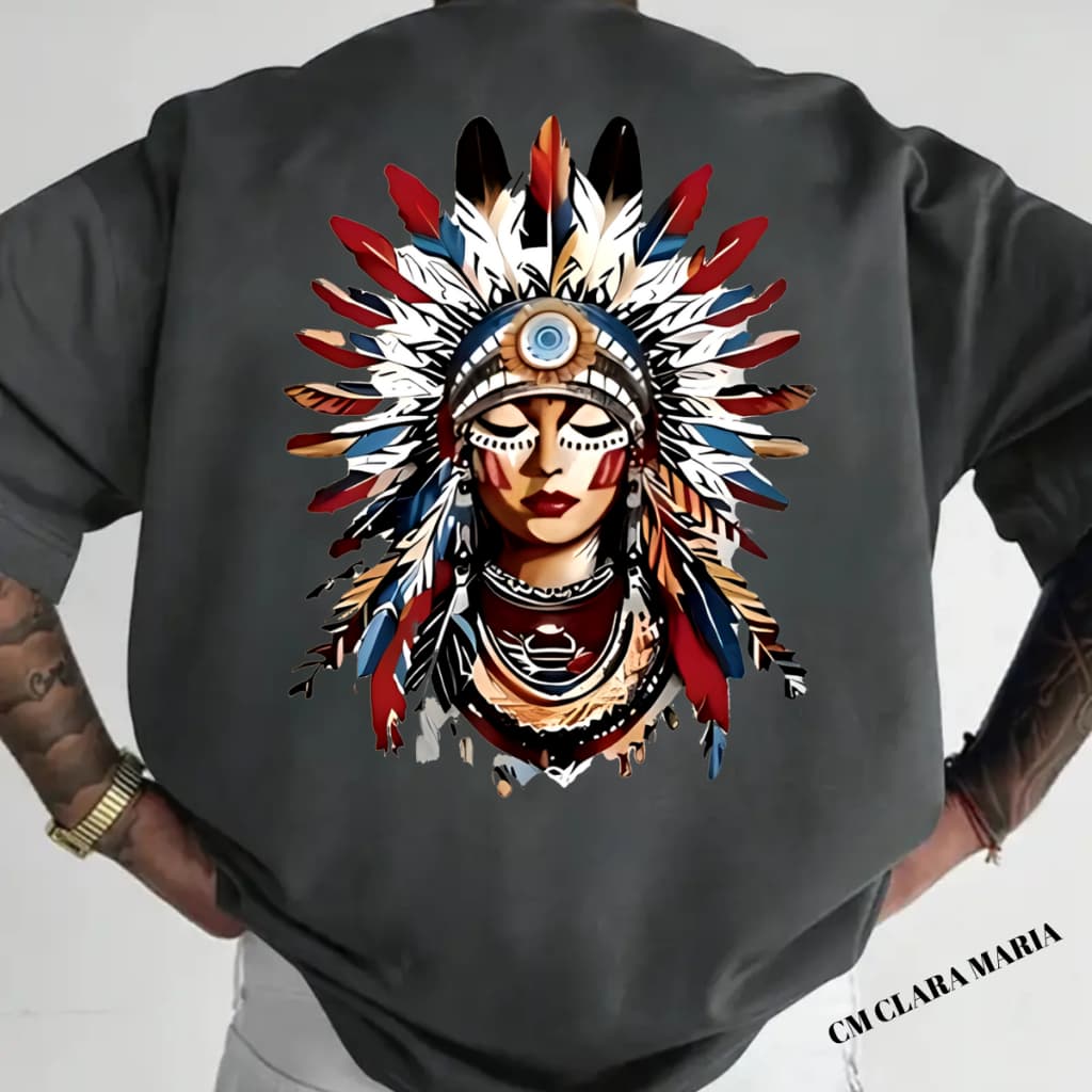 Camiseta INDIGENA COSTAS Lançamento Algodão Premium Masculina Shopping Blusa Dia A Dia Academia