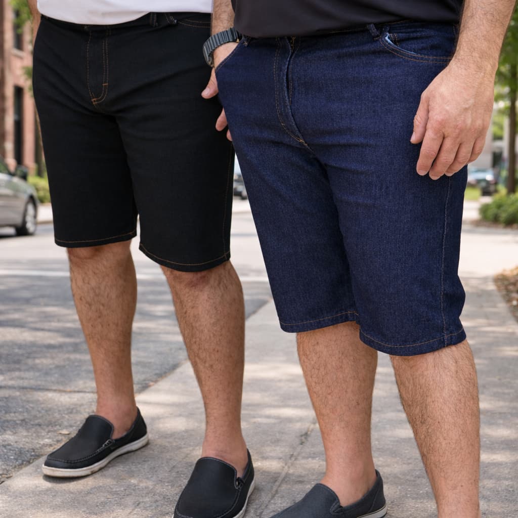 Kit 2 Bermuda Jeans Masculina Jeans Casual Plus Size | Tecido Premium