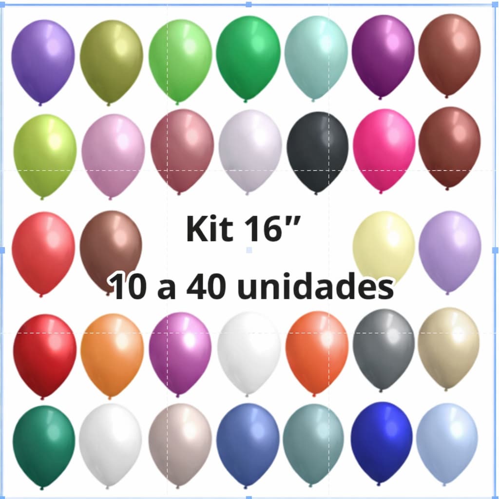 Kit 10-40un Balão Bexiga Látex Redondo Liso 16 Polegadas Grande Festa Decoração
