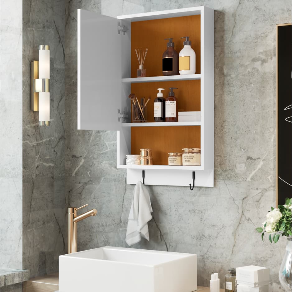 Espelheira Penélope Com Porta Espelhada E Nichos Estilo Moderno