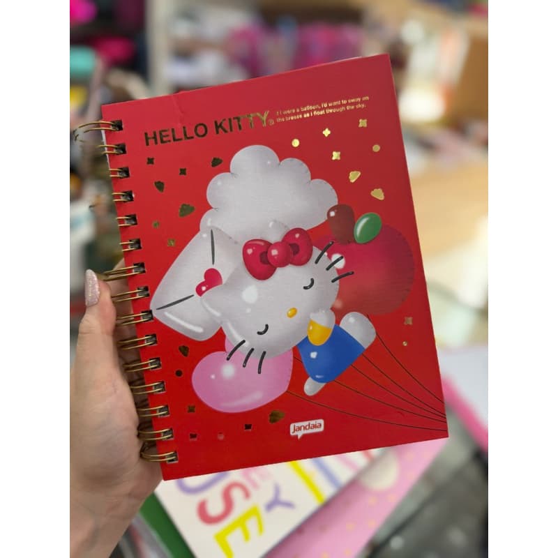 Caderno 1/4 Capa Dura Hello Kitty 80 Folhas Aspiral Jandaia