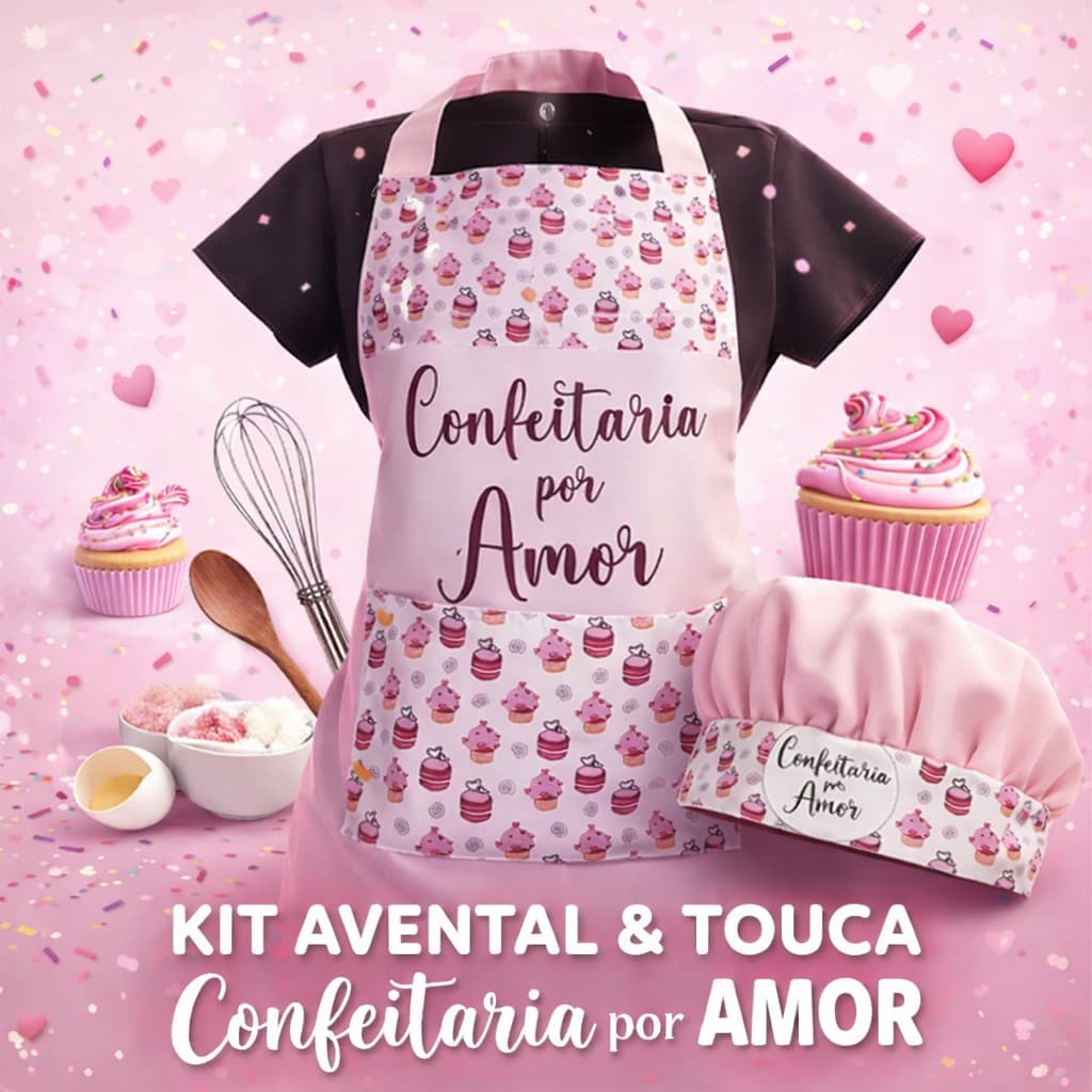 Avental e Touca Confeitaria POR AMOR