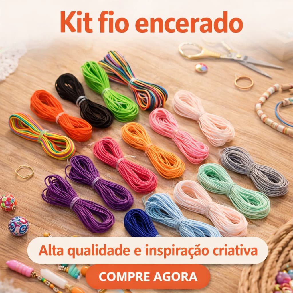 Kit Fio Encerado 1mm 50 Metros Cores Sortidas | Artesanato, Bijuterias e Macramê