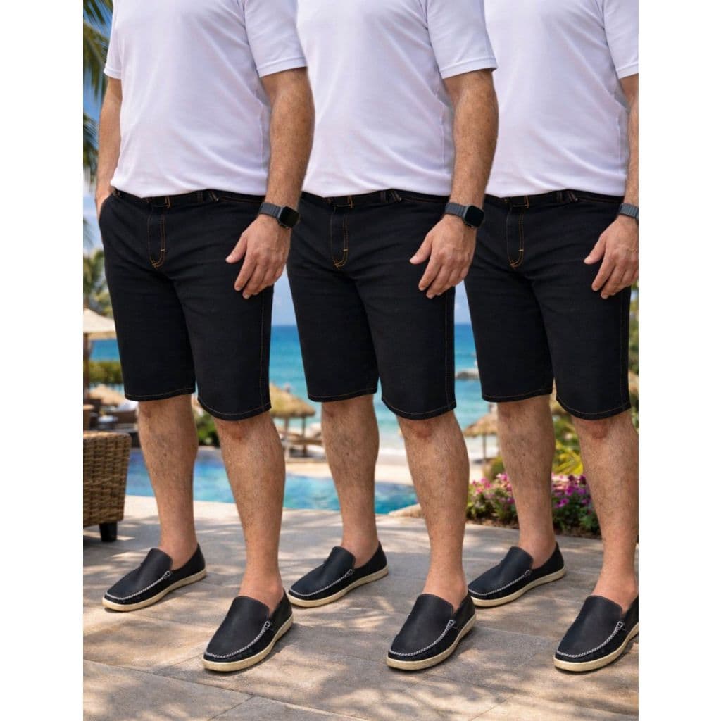 Kit 3 Bermuda Jeans Masculina Plus Size | Casual, Moderna e Confortável