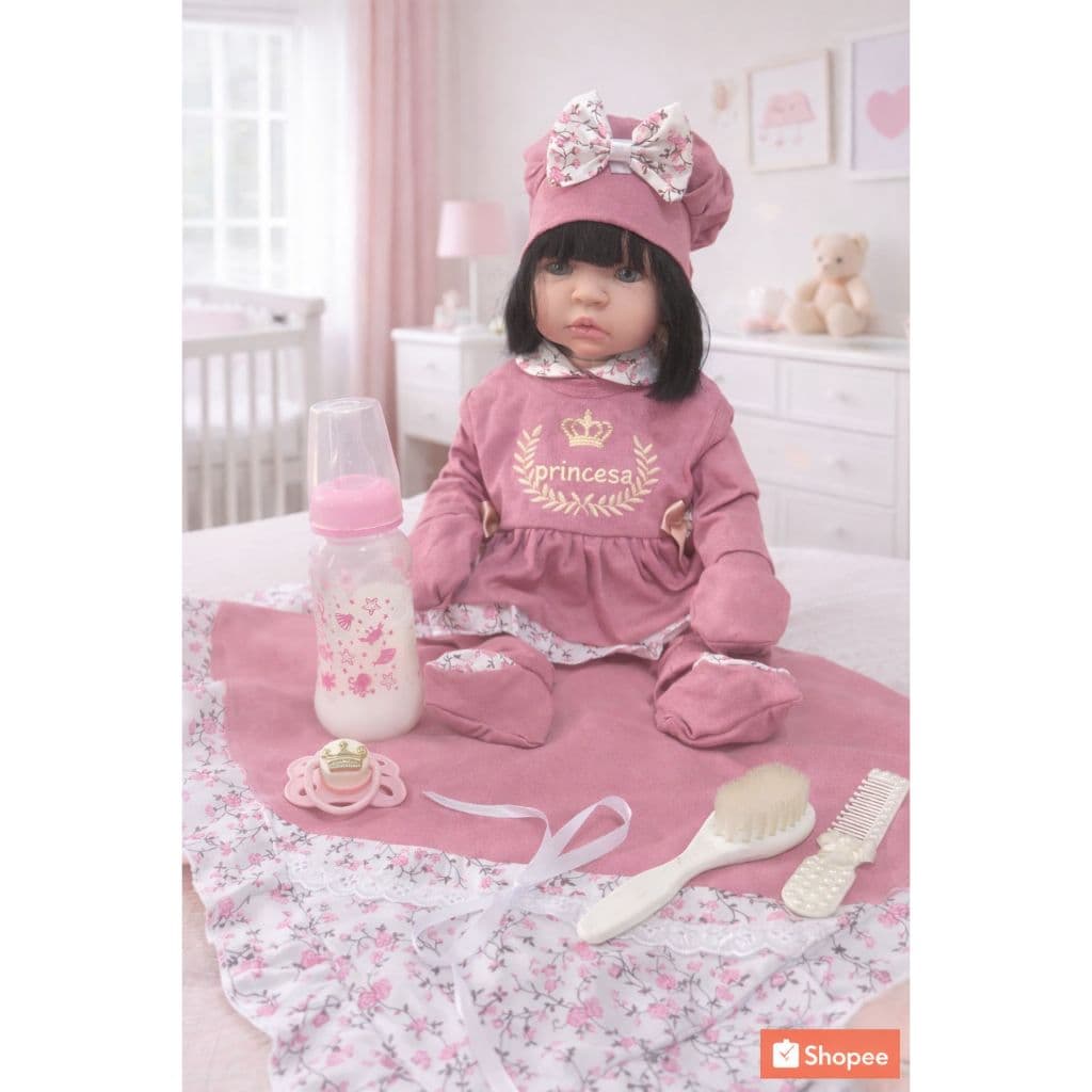 Boneca Bebê Reborn Realista Silicone Pode Dar Banho Rosé