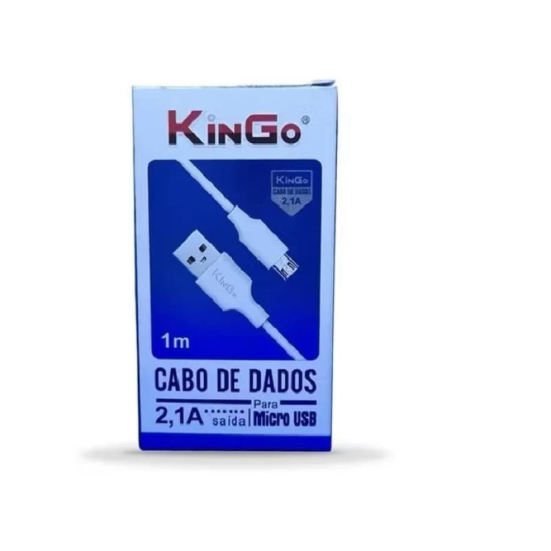 CABO MICRO USB V8 KINGO 1mt  BRANCO E PRETO