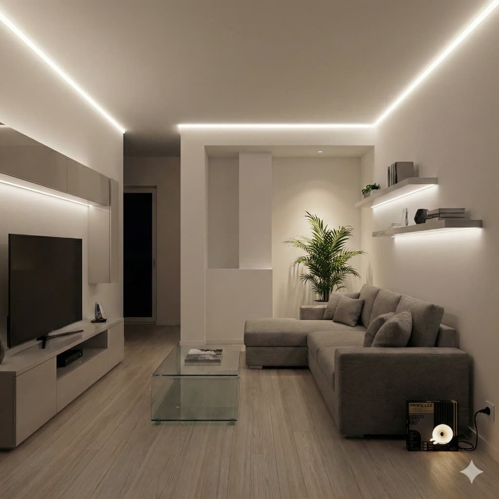 Kit 20 Metros Perfil Sobrepor Alumínio Fita Led Parede Teto Gesso Iluminação 14x14