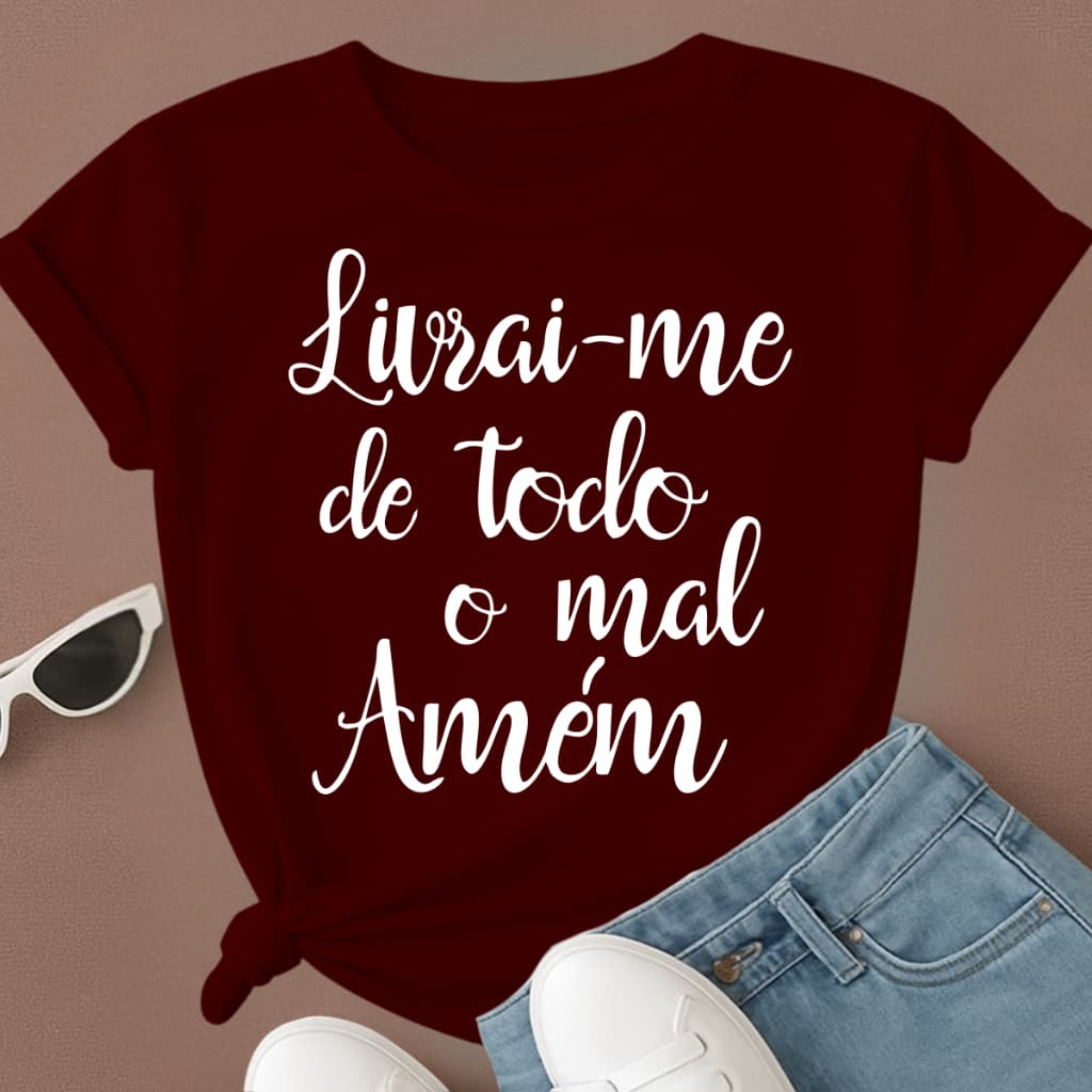 Camiseta Livrai-me de Todo Mal Amém **PREMIUM** 100% Algodão **ENVIO 10H** Oferta Loja Camisetei 🙏✨