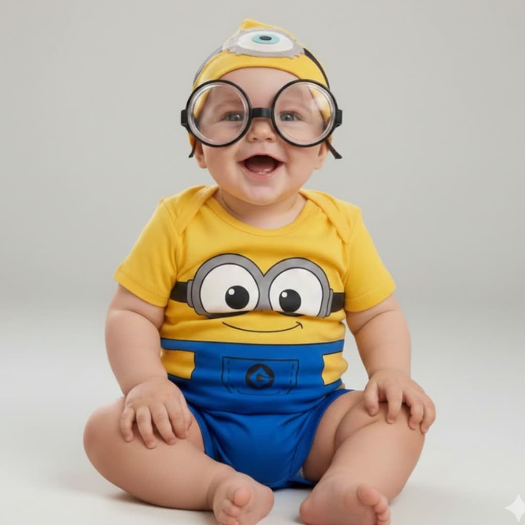 Body Bebê Infantil Mêsversário Temático Dos Minions Super Confortável Linha Premium
