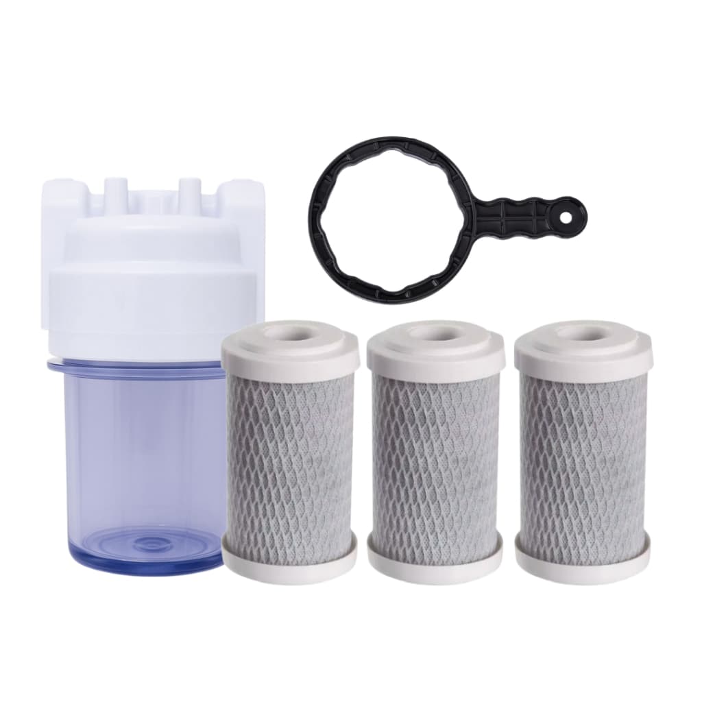 Filtro Para Torneira / Chuveiro 5¨ + 03 Refil Carbon Block + Chave