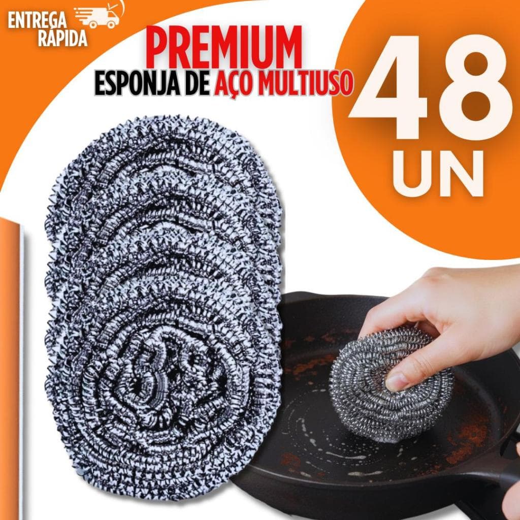 Combo 48 Esponja Aço Lava Louça Não Enferruja Limpeza Pesada Bucha Palha de Aço Gordura Cozinha