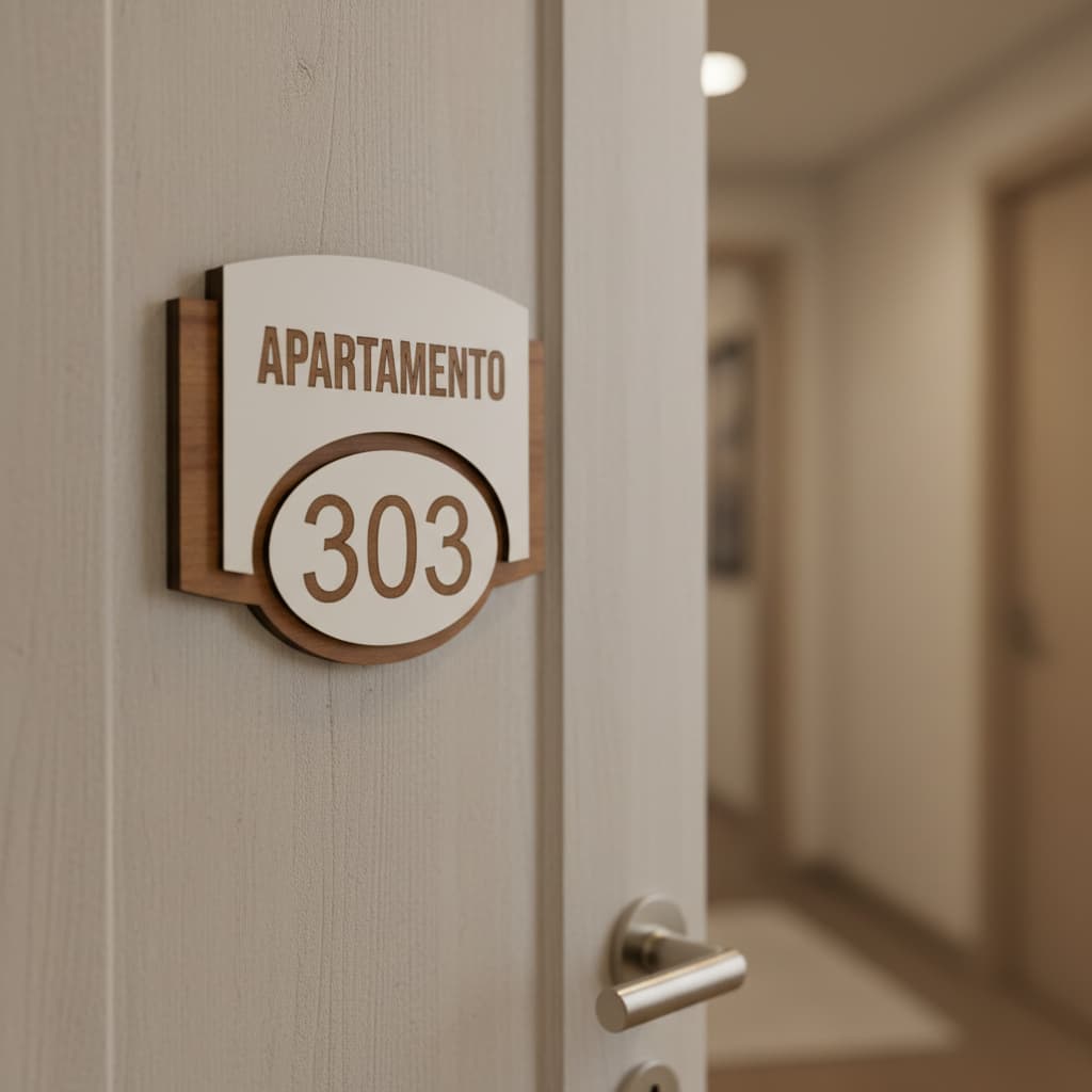 Placa Número de Apartamento em MDF Decorativa