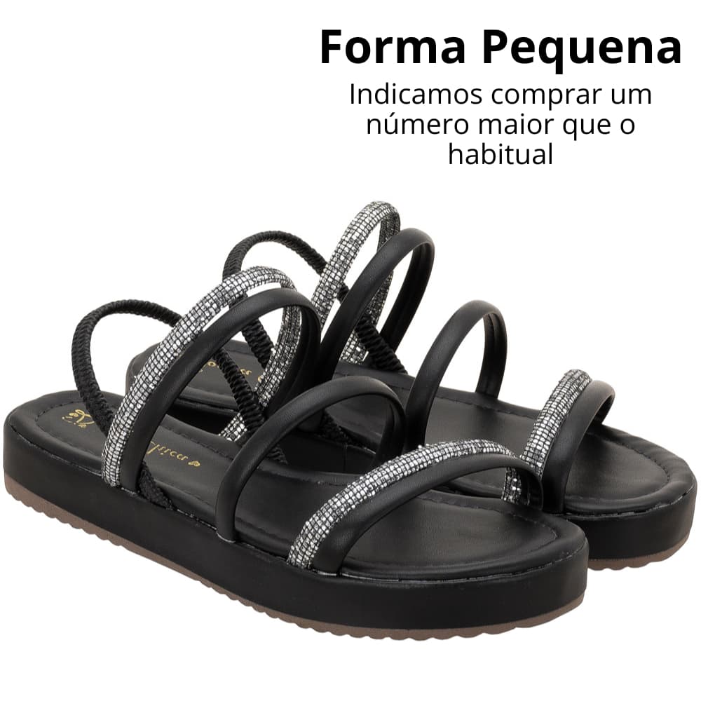 Sandália Feminina Papete Brilho Flat Confortável Delicada Promoção Moda Verão Flatform Rasteira