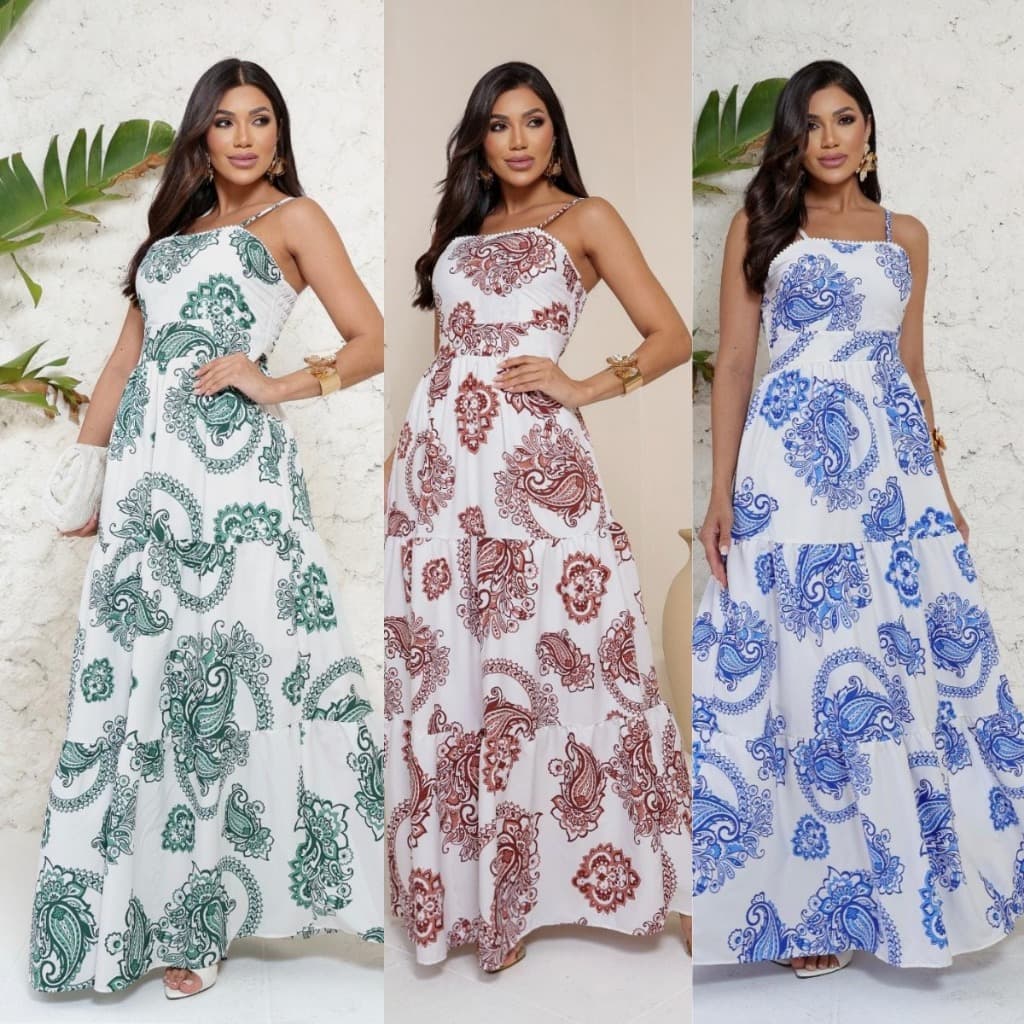 Vestido Longo Feminino  Forrada Lastex Nas Costas  Con Bojo.