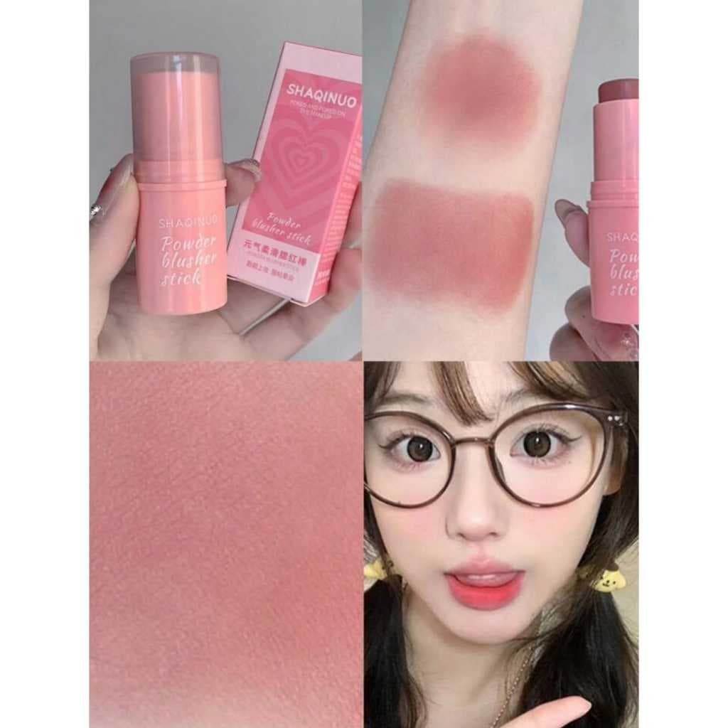 Blush em Bastão Aveludado Fosco e Suave, de Longa Duração e Baixa Saturação, Cria um Efeito de Maquiagem Natural, Fácil