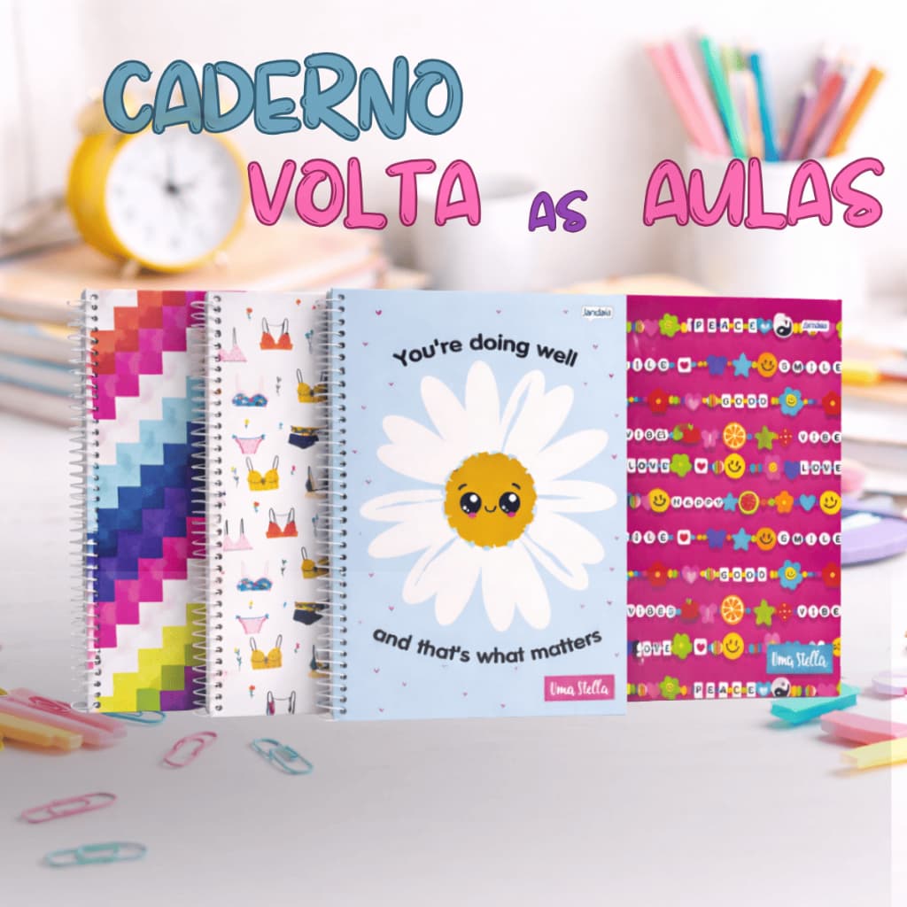 Caderno Universitário 10 Matérias jandaia Zip Modelos variados Capa Dura Resistente
