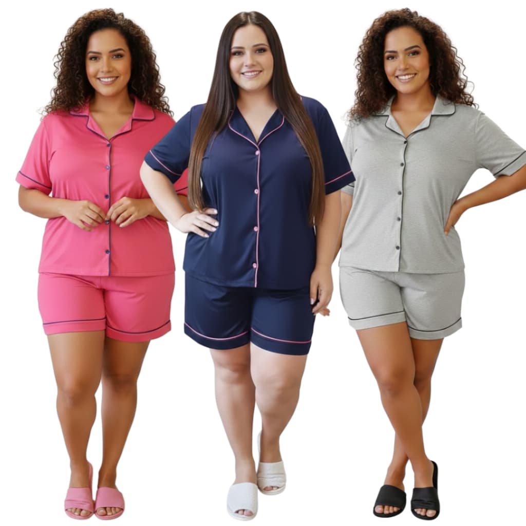 Pijama Americano com Gola Plus Size