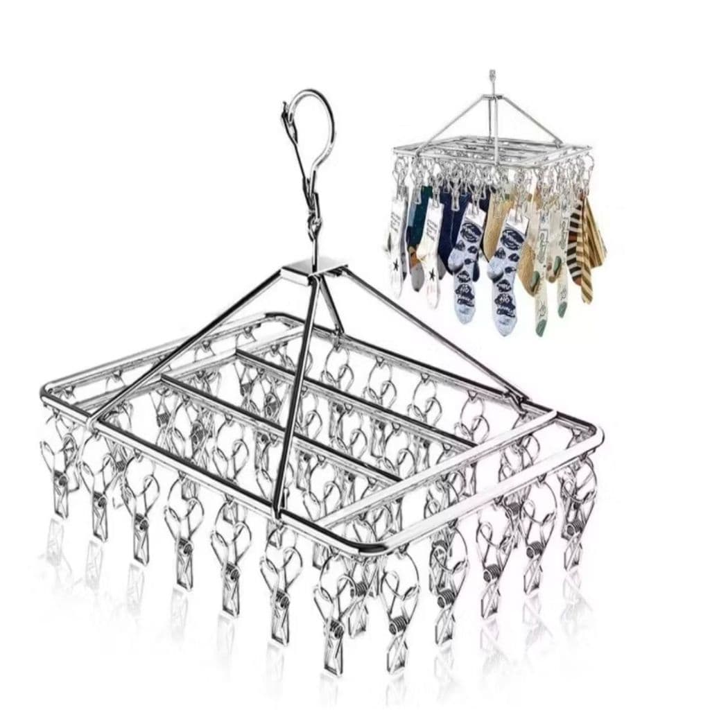 Varal 20 Prendedores Roupa Bebe Calcinha Cueca Dobrável Inox Met bazar