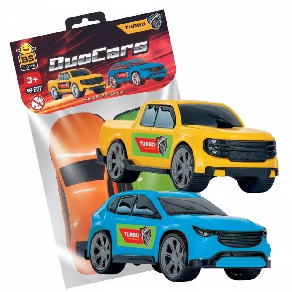 Brinquedo Carrinho Roda Livre KIT 02 Duo cars BS TOYS Kit com 2 Carrinhos Cores Variadas