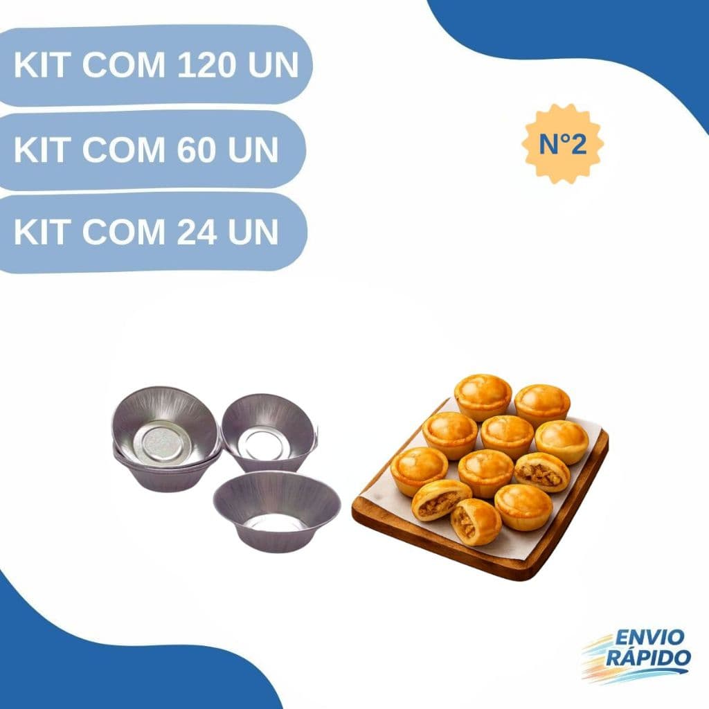 KIT FORMA FLANDRE LISA N°2 COM 120/60/24 UN PARA EMPADA, SALGADOS E DOCES