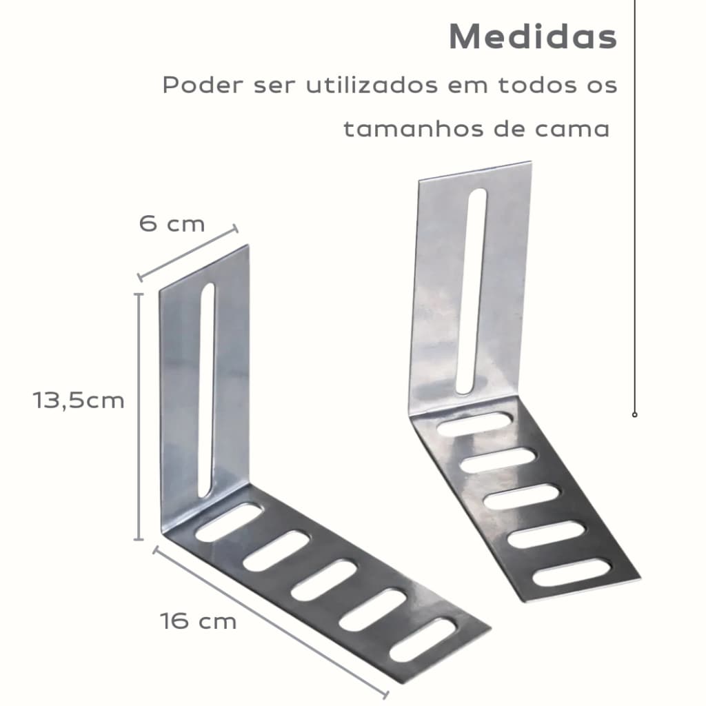 Suporte Frame para Cabeceira Universal Cama Box Solteiro Casal Queen King Kit Par Parafuso Incluso Instalação Fácil