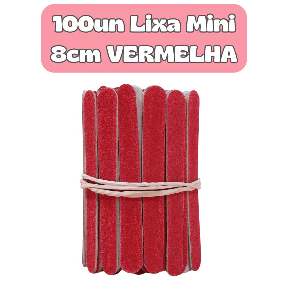 Kit MINI Lixa de Unha VERMELHA Profissional para Manicure e Pedicure